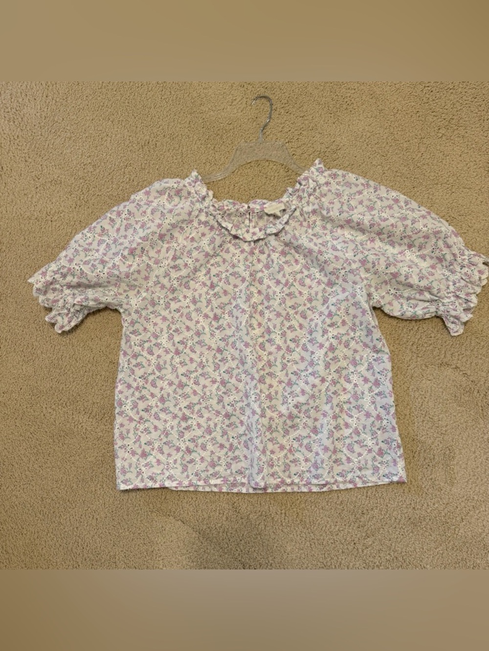 Jennifer & Grace Eyelet Top, Size Large